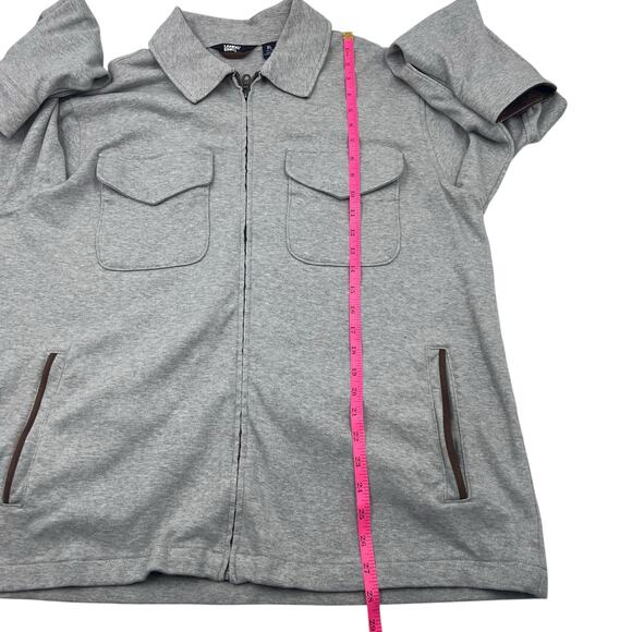 Lands' End Mens Gray Full Zip Cotton Faux Suede Contrast Jacket Sz XL - Picture 11 of 13